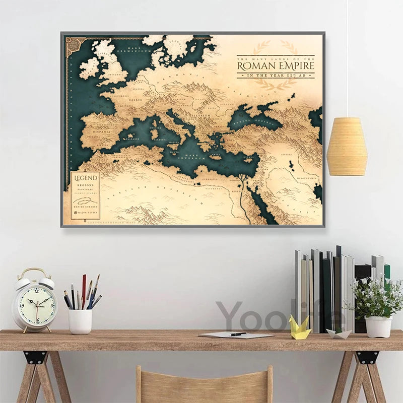 Mapa do Império Romano em Tela – História Impressa com Estilo e Sofisticação