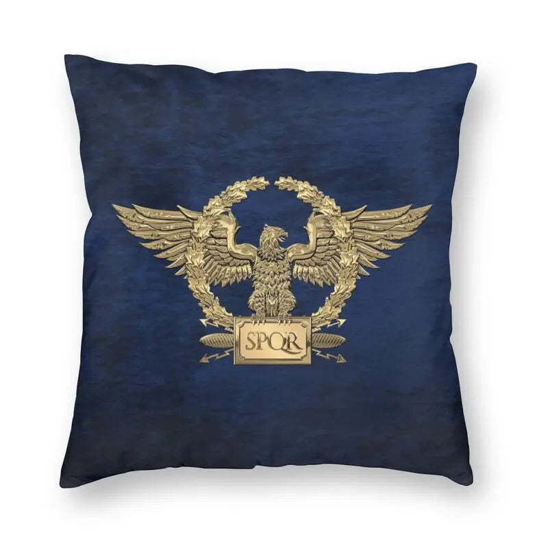 Ouro imperial eagle roma spqr capa de almofada império romano emblema lance fronha para sala estar casa decorativa