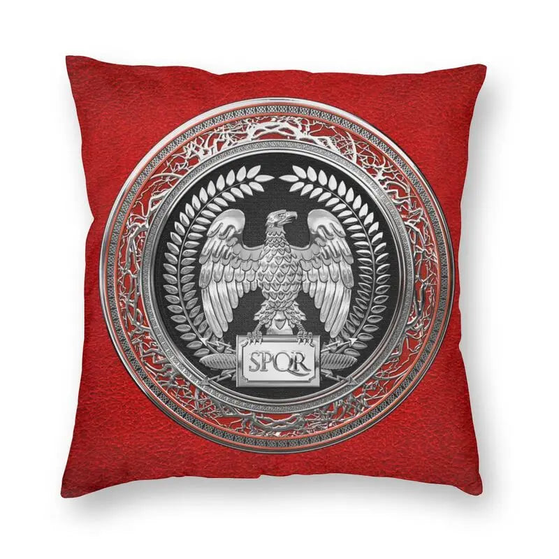 Ouro imperial eagle roma spqr capa de almofada império romano emblema lance fronha para sala estar casa decorativa
