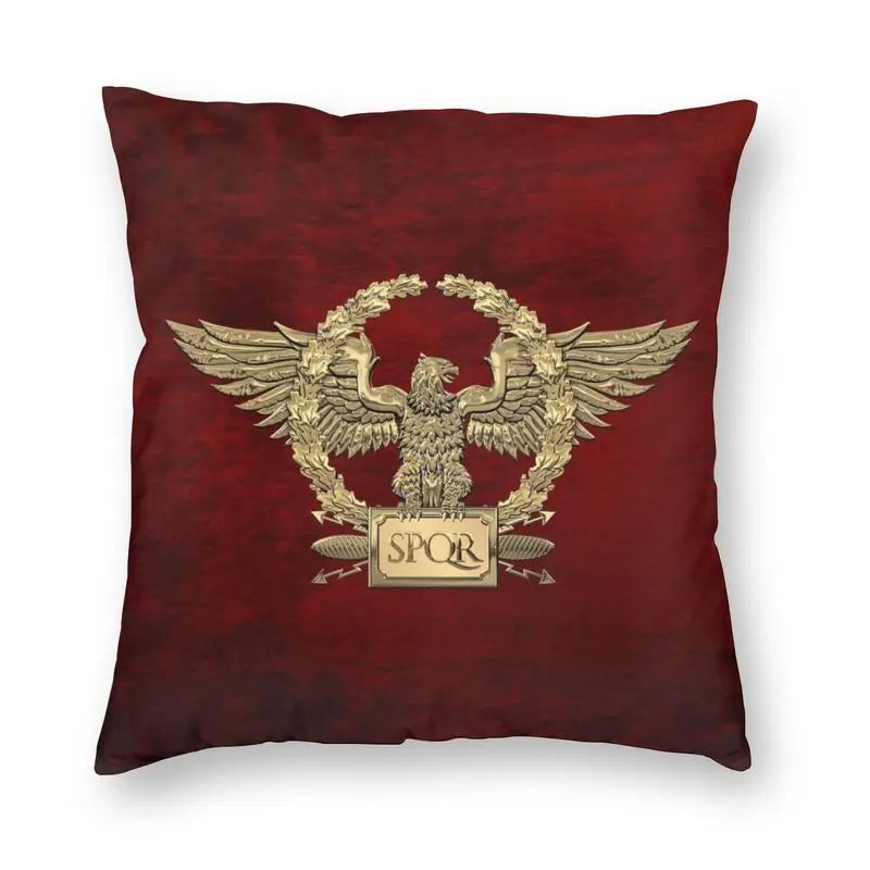 Ouro imperial eagle roma spqr capa de almofada império romano emblema lance fronha para sala estar casa decorativa