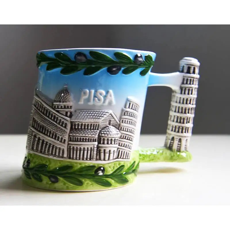 Criativo roma itália a torre inclinada de pisa cerâmica canecas café caneca leite chá escritório copos drinkware o melhor presente de aniversário