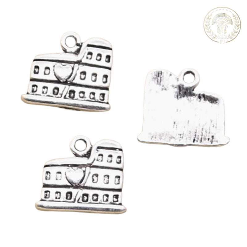 Pingentes Coliseu Romano – Kit com 20 Peças em Prata Antiga para Joias Artesanais