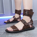 Sandália Gladiadora Masculina – Tiras com Fivela em PU | Estilo Romano para Verão
