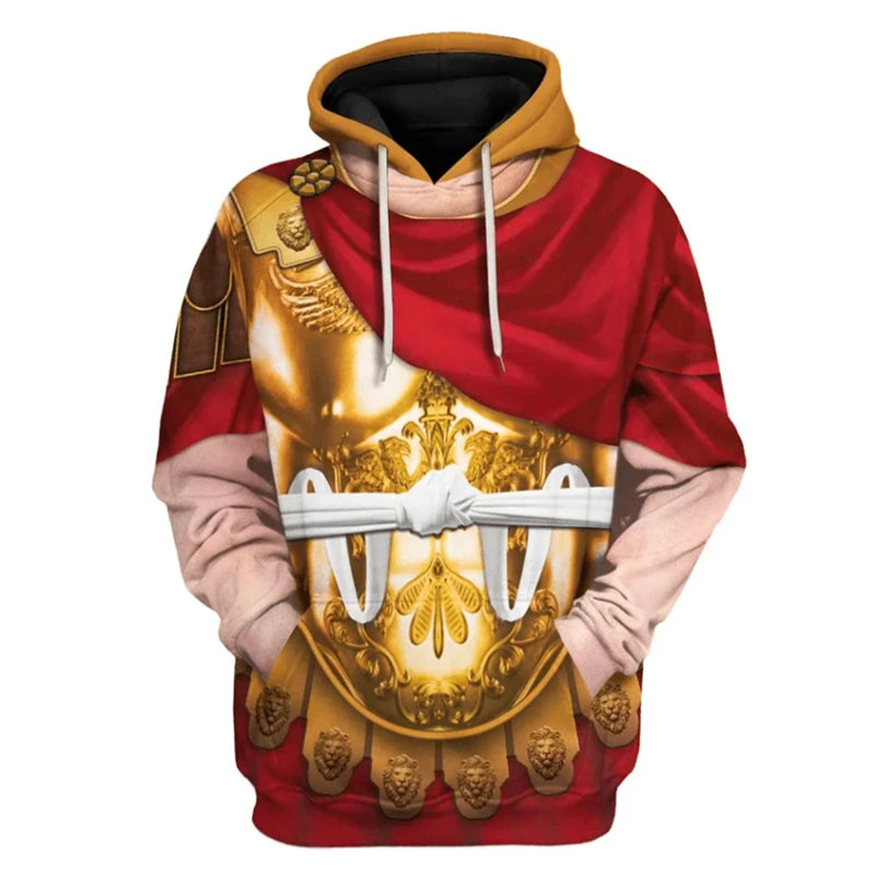 Knight Armor 3d Printed Sweatshirts Male Funny Graphic Cosplay Hoodies Casual Men's Hoody Vintage Fashion Printing Pullovers