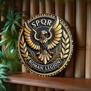 Placa SPQR com Águia Romana – Emblema Redondo em Metal 20 cm | Decoração de Parede