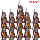 Idade medieval Castelo Blocos de Construção, Guerreiros espartanos, Cruzado Legião Romana, Infantaria Cavalaria, Figuras do Castelo, Brinquedos