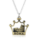 Roman Coliseu Pingente Chaveiro, Trendy Alloy Metal Keyring, Coroa Forma Chaveiro, Jóias na moda, Lembranças Presentes para Amigos