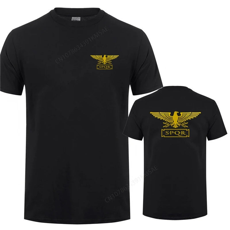 Camiseta SPQR Masculina – Estilo Roma Antiga em Algodão