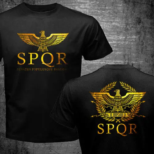 Novo spqr roma romana senado facção militar águia logotipo dos homens camiseta de manga curta casual algodão o-pescoço verão tshirts