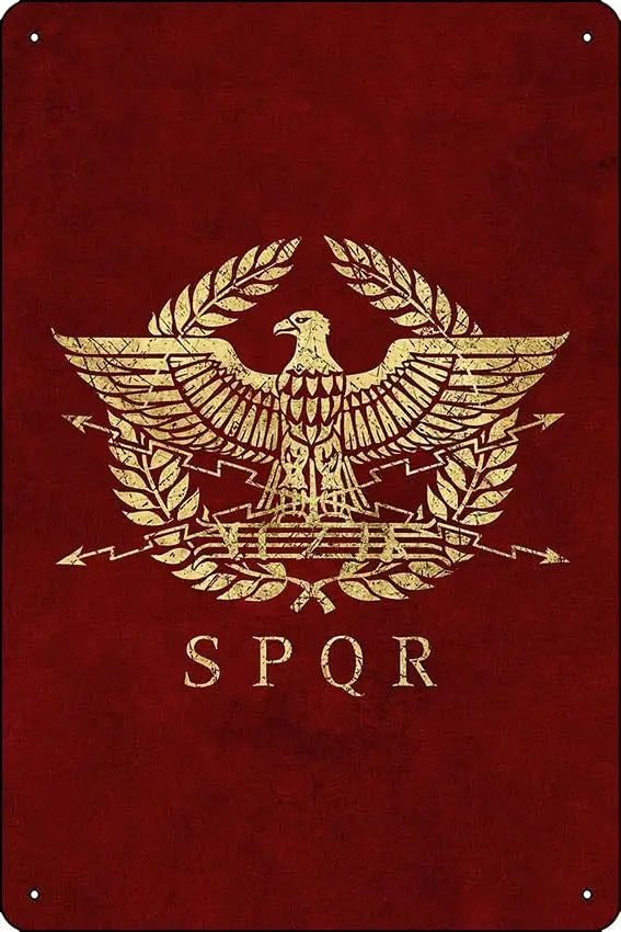 Emblema do Império Romano Sinal de Metal, Vintage, Ouro, Decoração, Bar, Pub, Garagem, Homem Caverna, Arte da Parede,