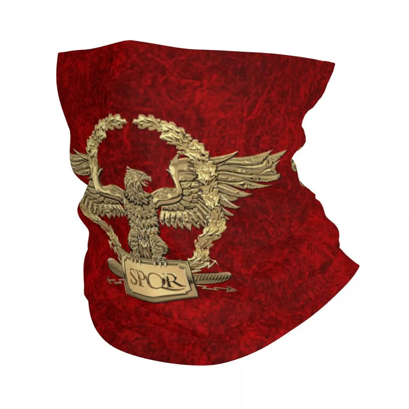 Vintage Gold Roman Emblem Bandana para Caminhadas, Neck Warmer, Gaiter Scarf, Gaiter Face Cover, Byzantine Eagle, Roma, SPQR, Inverno