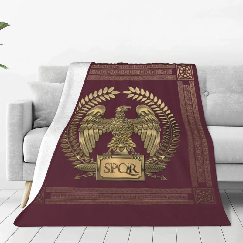 Império romano ouro águia imperial sobre cobertor vermelho retro piquenique flanela lance cobertor quente macio cama colcha presente de aniversário