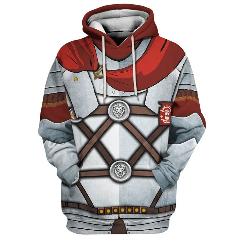 Knight Armor 3d Printed Sweatshirts Male Funny Graphic Cosplay Hoodies Casual Men's Hoody Vintage Fashion Printing Pullovers