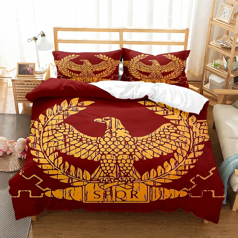 SPQR-Império Romano Conjuntos de cama, capa de edredão, colcha com fronha, 3D Consolador Impresso, Bedclothes