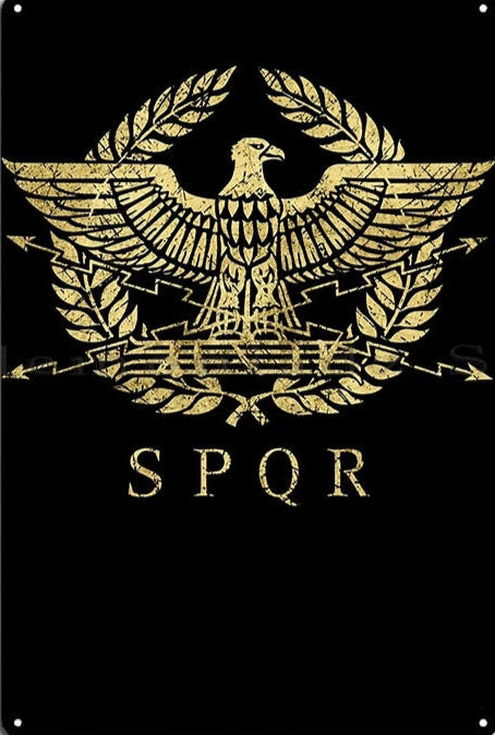 Placa de Metal SPQR – O Símbolo Supremo da Roma Antiga na Sua Decoração