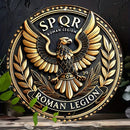 Placa SPQR com Águia Romana – Emblema Redondo em Metal 20 cm | Decoração de Parede
