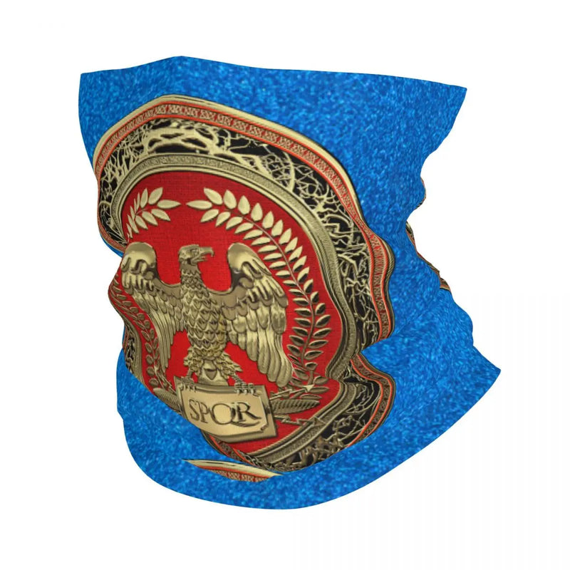 Vintage Gold Roman Emblem Bandana para Caminhadas, Neck Warmer, Gaiter Scarf, Gaiter Face Cover, Byzantine Eagle, Roma, SPQR, Inverno