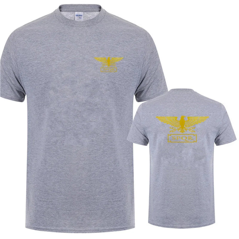 Camiseta SPQR Masculina – Estilo Roma Antiga em Algodão