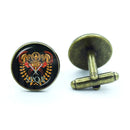 Retro Hand Made Shirt Cufflinks para Homens, Império Romano Legiões, Gem De Vidro