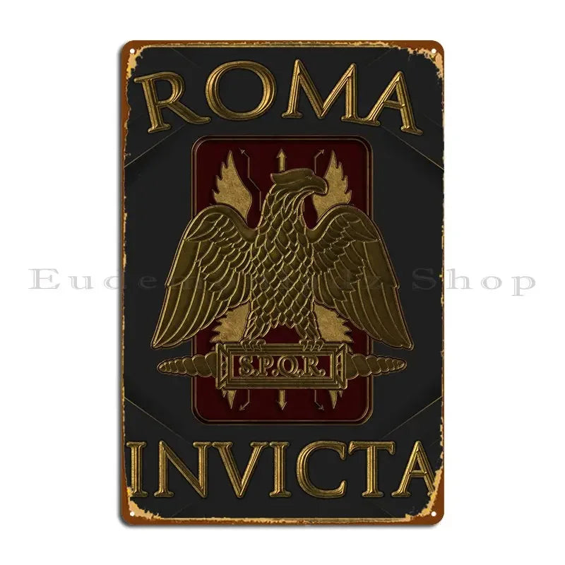 Pôster de Metal Roma Invicta – Decoração Histórica com Estilo Clássico e Autenticidade Romana