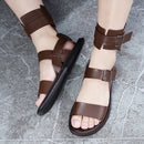 Sandália Gladiadora Masculina – Tiras com Fivela em PU | Estilo Romano para Verão