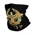 Vintage Gold Roman Emblem Bandana para Caminhadas, Neck Warmer, Gaiter Scarf, Gaiter Face Cover, Byzantine Eagle, Roma, SPQR, Inverno