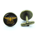 Retro Hand Made Shirt Cufflinks para Homens, Império Romano Legiões, Gem De Vidro