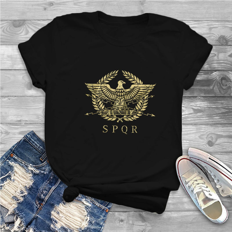 Camiseta Feminina SPQR – Design Autêntico Roma Antiga