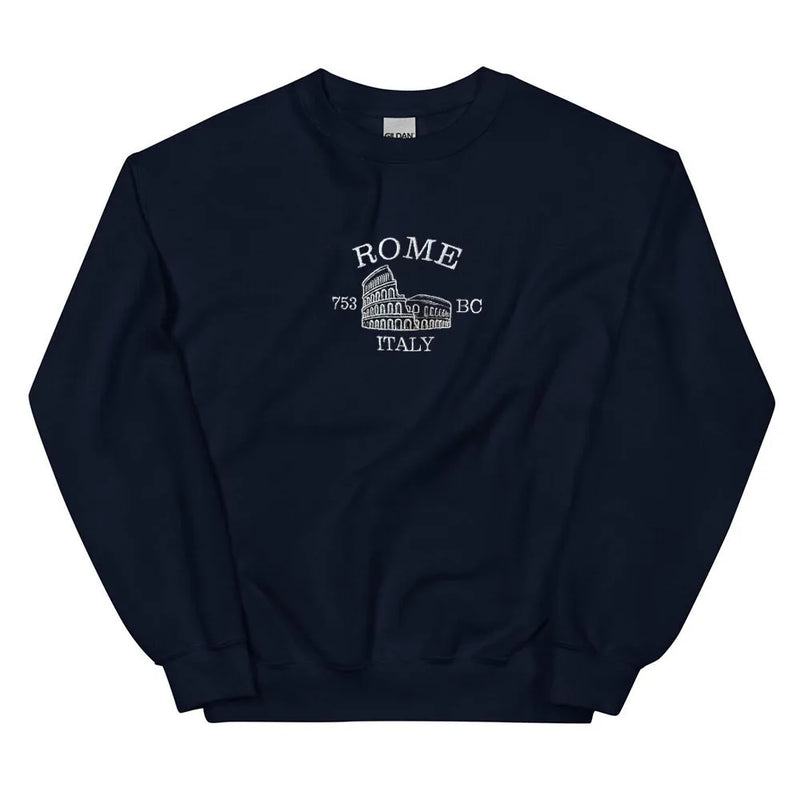 Camisolas de gola redonda bordadas estilo vintage feminino, pulôver de lã feminino, algodão solto, manga longa, Roma Itália, outono
