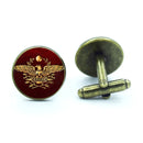 Retro Hand Made Shirt Cufflinks para Homens, Império Romano Legiões, Gem De Vidro