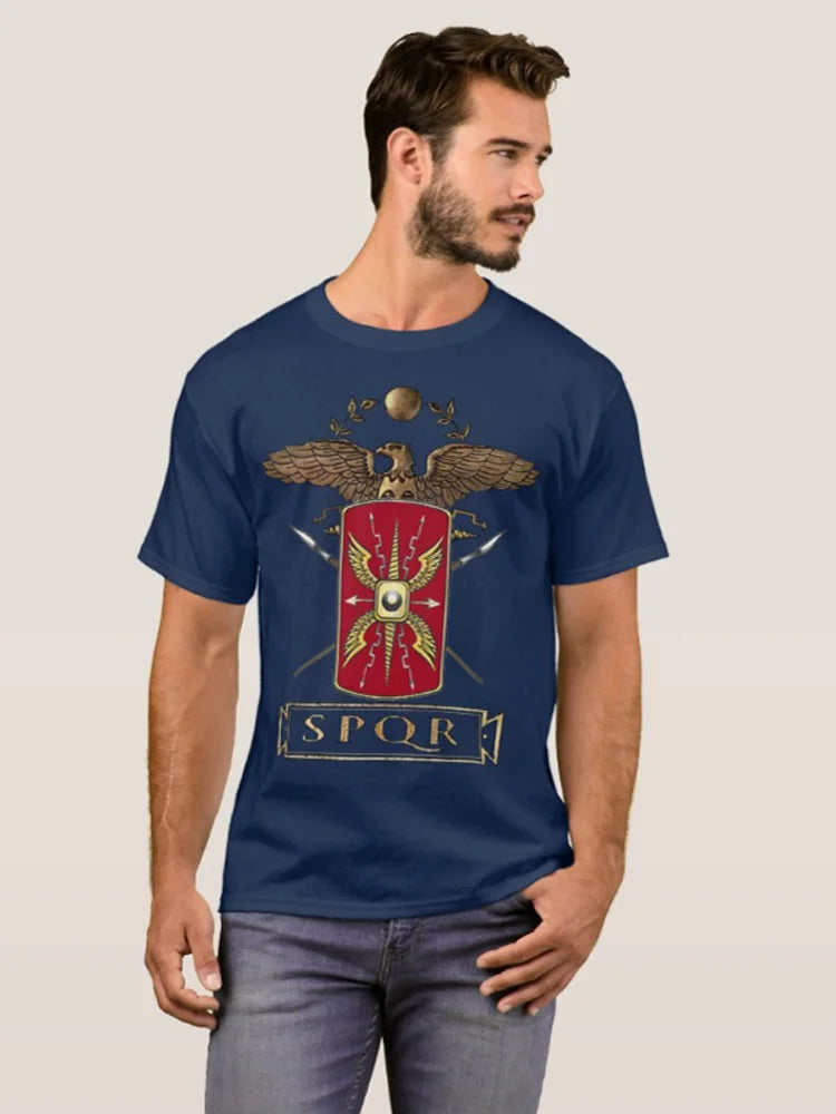 Camiseta Masculina SPQR – Design Autêntico da Roma Antiga