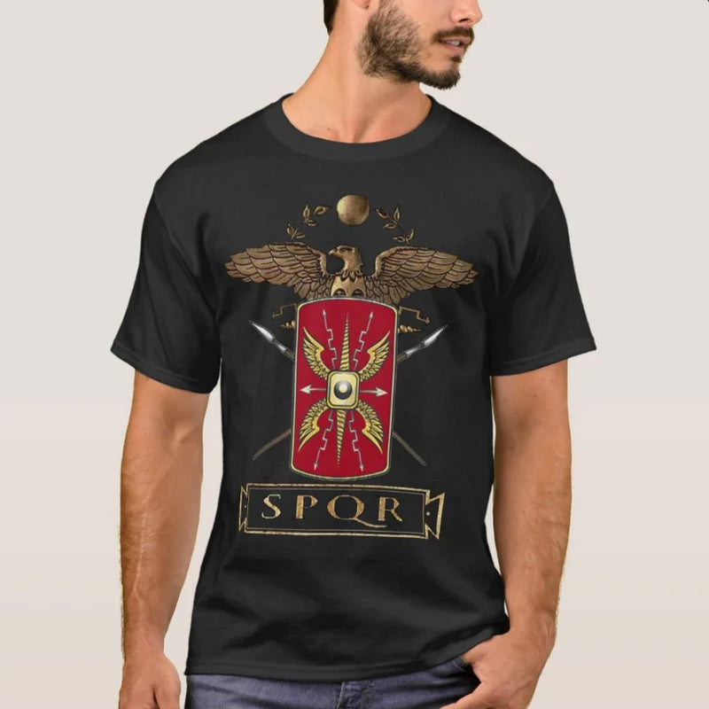 Camiseta Masculina SPQR – Design Autêntico da Roma Antiga