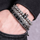 Pulseira Romana Luxo com Charme de Coroa – Estilo Imperial para Homens com Presença