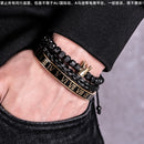 Pulseira Romana Luxo com Charme de Coroa – Estilo Imperial para Homens com Presença