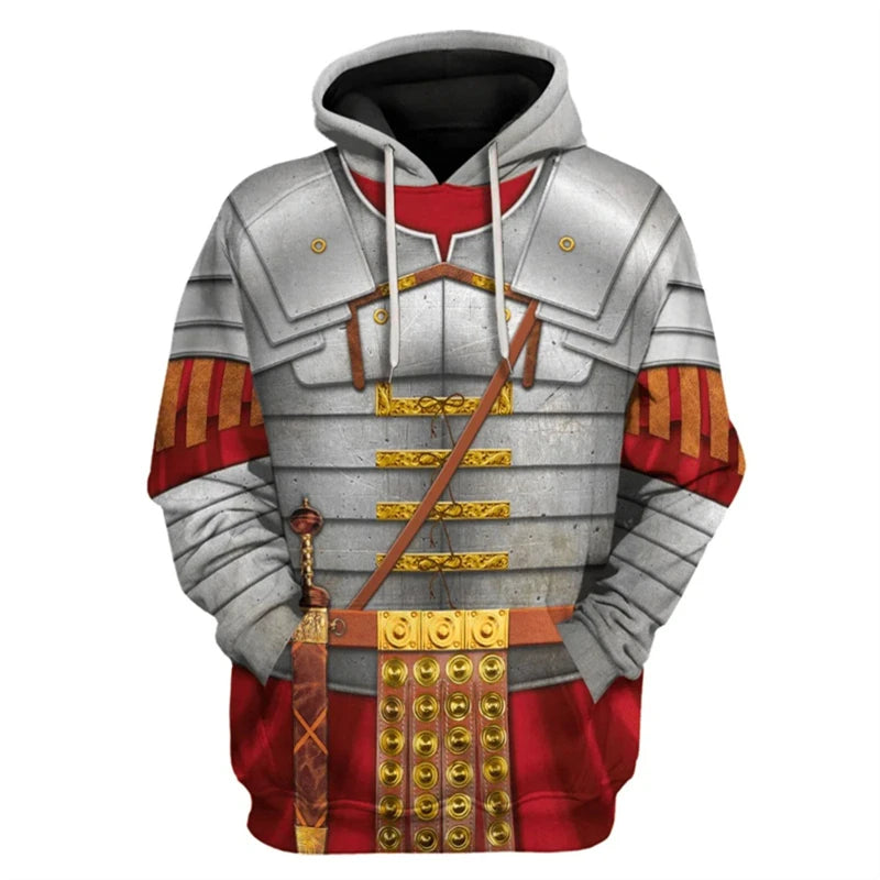 Knight Armor 3d Printed Sweatshirts Male Funny Graphic Cosplay Hoodies Casual Men's Hoody Vintage Fashion Printing Pullovers