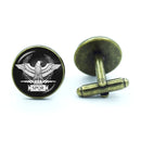 Retro Hand Made Shirt Cufflinks para Homens, Império Romano Legiões, Gem De Vidro