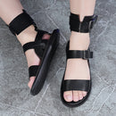 Sandália Gladiadora Masculina – Tiras com Fivela em PU | Estilo Romano para Verão